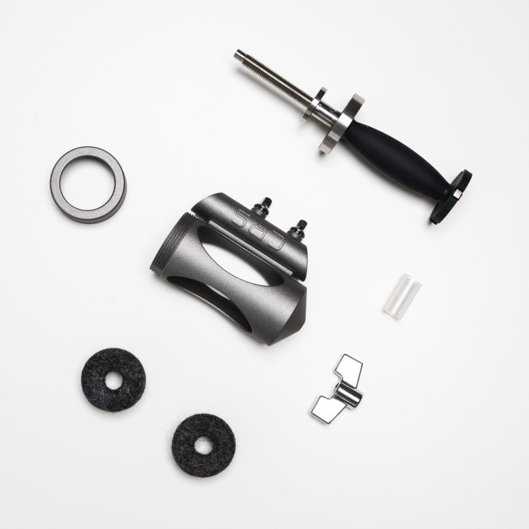 CRS - Sound improving cymbal holder - individual parts shown here