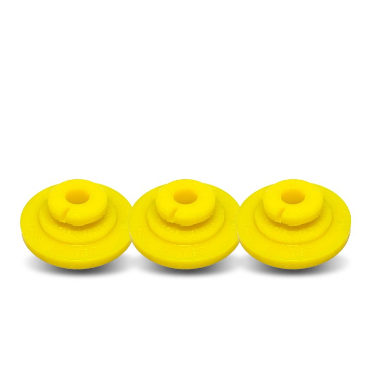 3 yellow Grombals shown on a white background