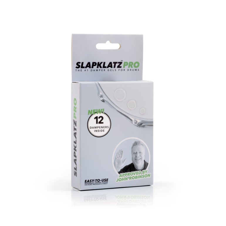 SlapKlat PRO clear - package shown on a white background. John JR Robinson is showed with his approval of the product.