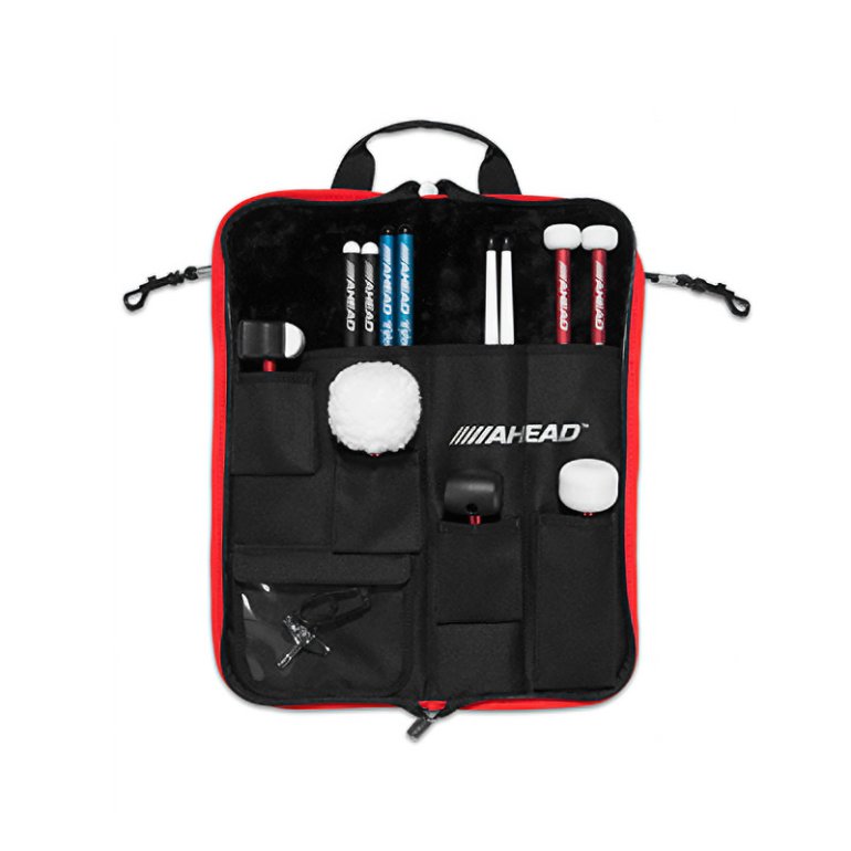 Ahead Switch Kick carrying case - shown opened with sticks and beaters inside