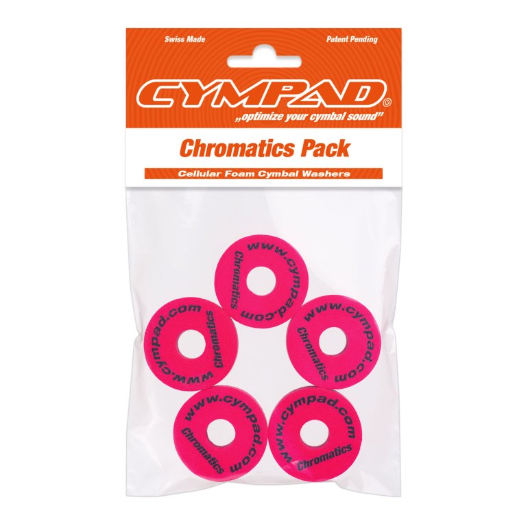 Cympad Chromatics in red - shown 5 pieces in packaging