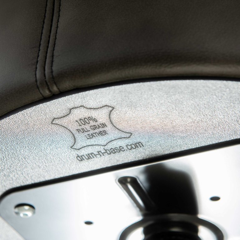 Drum'n'base Real Leather Drum Throne Seat base plate up close