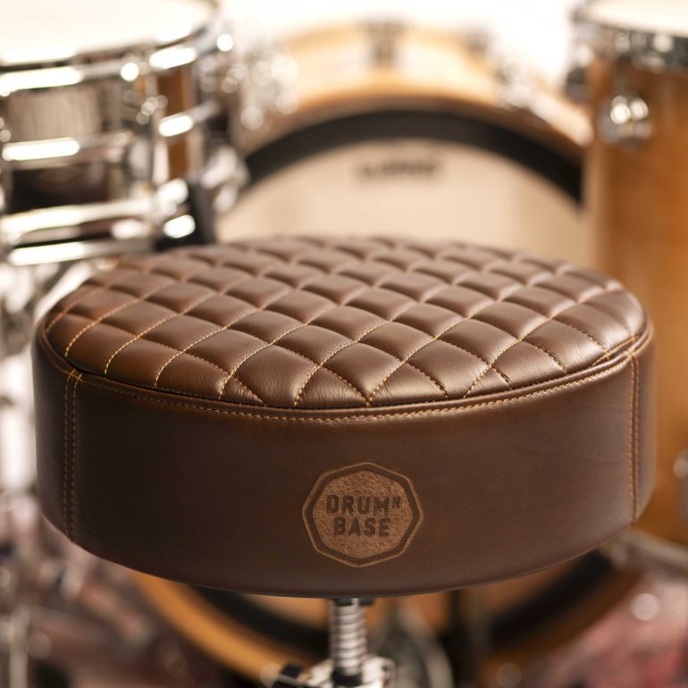 Drum'n'base brown Real Leather Drum Throne Seat up close