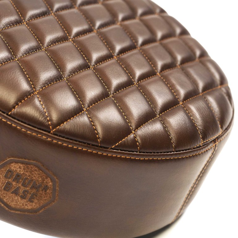 DRUMnBASE Real Leather Drum Throne Seat brown pattern up close