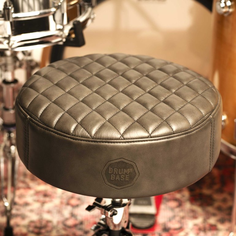 Drum'n'base grey Real Leather Drum Throne Seat up close