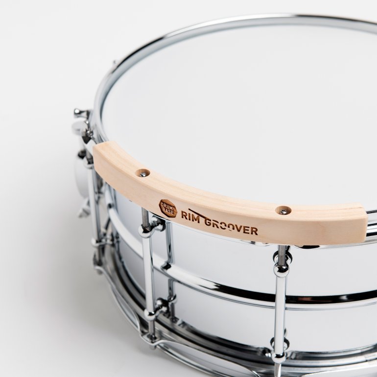 DRUMnBASE RimGroover on a steel snare drum