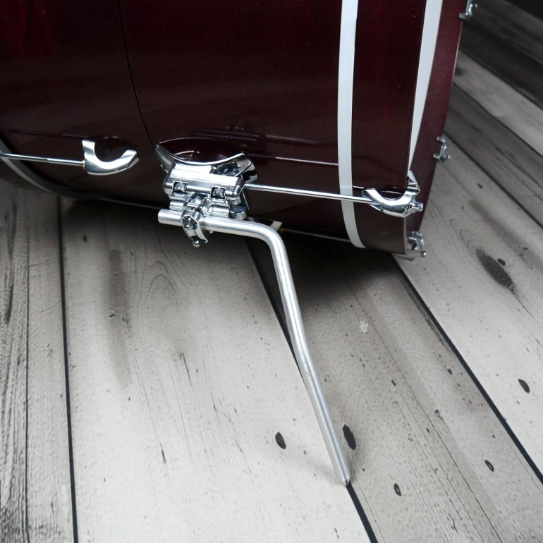 BR brakcket shown on a bass drum holding a bass drum spur