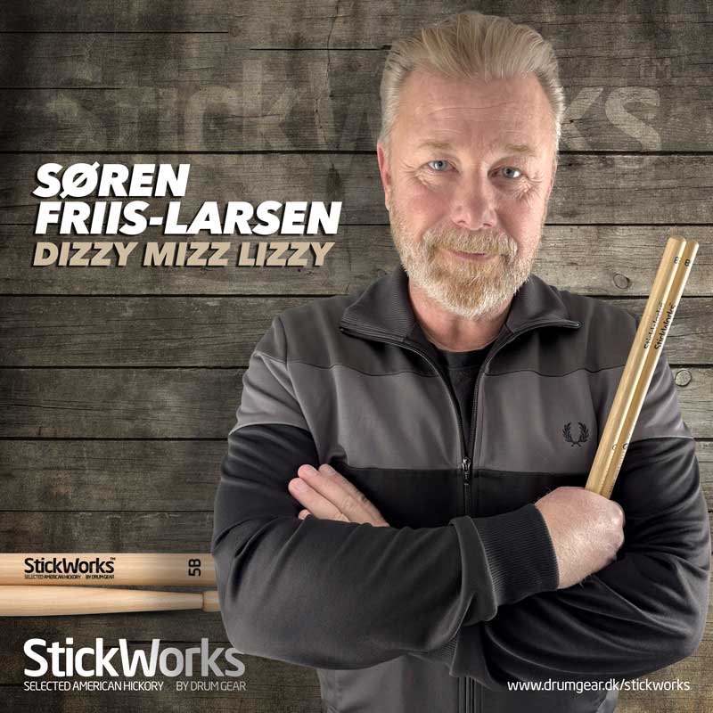 StickWorks 5B drumsticks – Søren Friis-Larsen, Dizzy Mizz Lizzy – CymbalONE